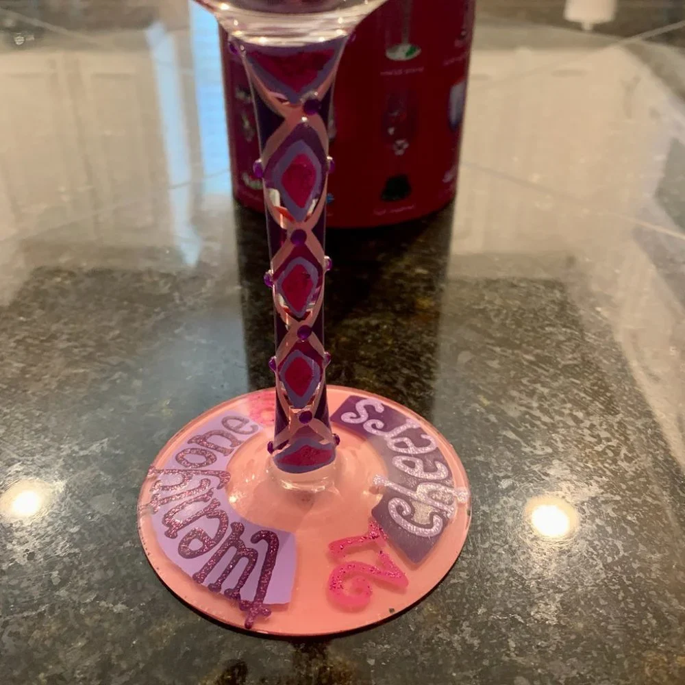 21ST BIRTHDAY HAND-PAINTED WINE GLASS, 15 OZ. - Picture 8 of 10
